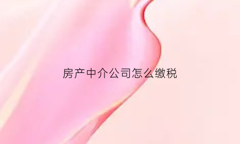 房产中介公司怎么缴税