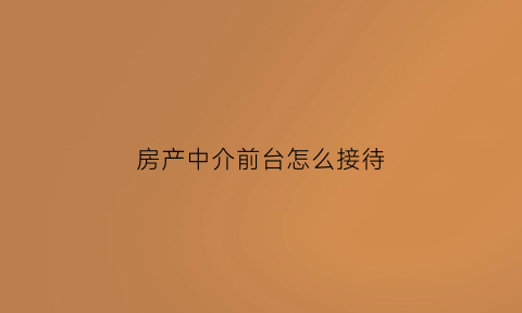房产中介前台怎么接待(房产中介前台难吗)