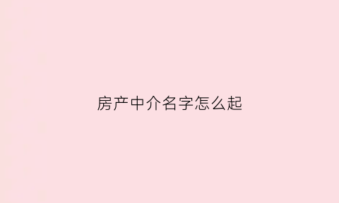 房产中介名字怎么起(房产中介如何取名)