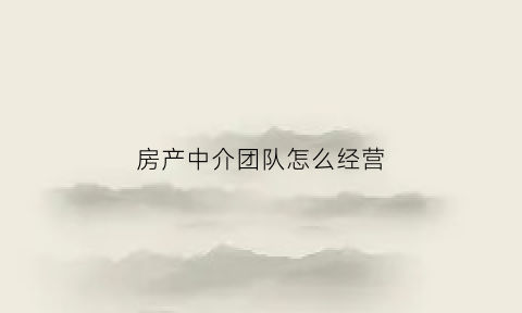 房产中介团队怎么经营(房产中介业务怎么做)