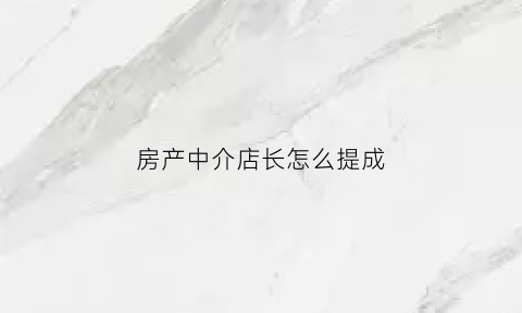 房产中介店长怎么提成(房产中介店长怎么提成比较高)