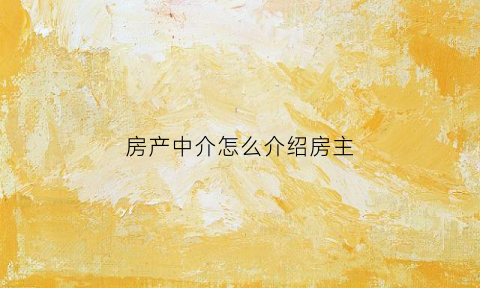 房产中介怎么介绍房主(房产中介怎么介绍房源)