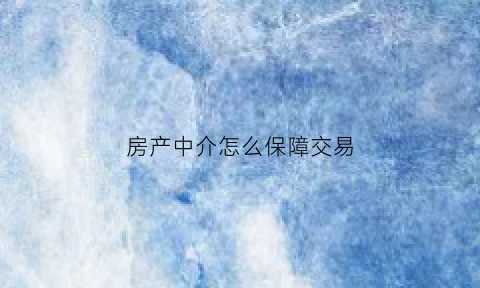 房产中介怎么保障交易(房产中介怎么坚持下去)