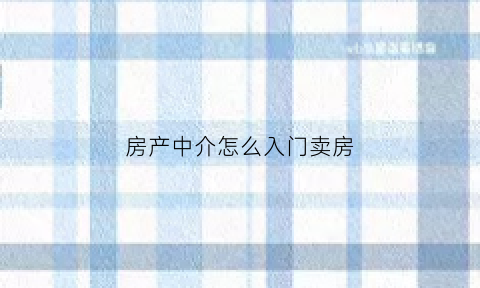 房产中介怎么入门卖房(房产中介怎么入门卖房赚钱)