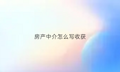 房产中介怎么写收获(房产中介感想怎么写)