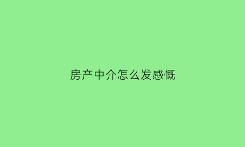 房产中介怎么发感慨(房产中介的说说)