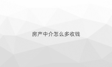 房产中介怎么多收钱(房产中介那么多如何才能赚到钱)