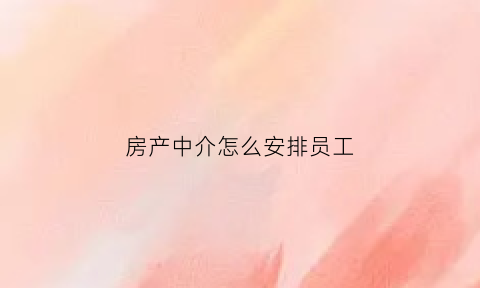 房产中介怎么安排员工