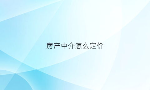 房产中介怎么定价(房产中介怎么定价的)