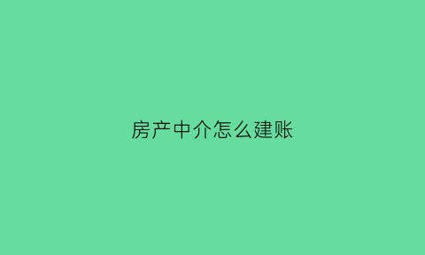 房产中介怎么建账(房产中介建账流程图)