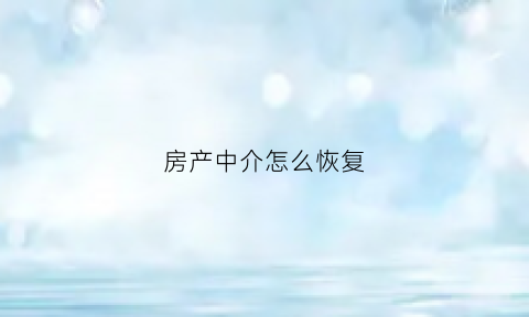 房产中介怎么恢复(房产中介完了)