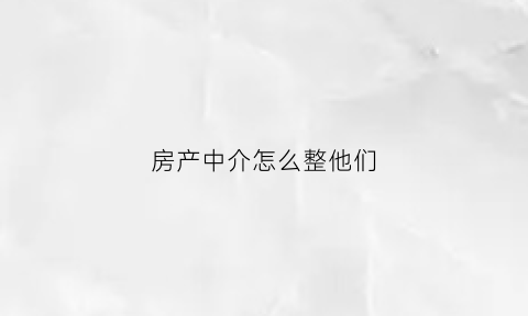 房产中介怎么整他们