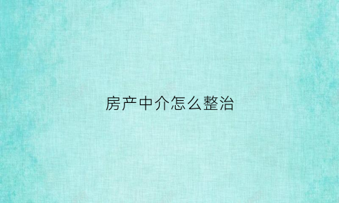 房产中介怎么整治(房产中介的问题向哪个部门投诉)