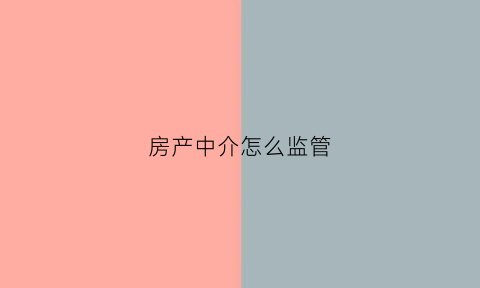 房产中介怎么监管(房产中介怎么监管房子)