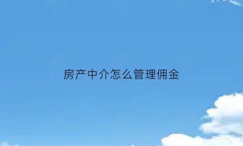 房产中介怎么管理佣金(房产中介佣金由哪方承担)
