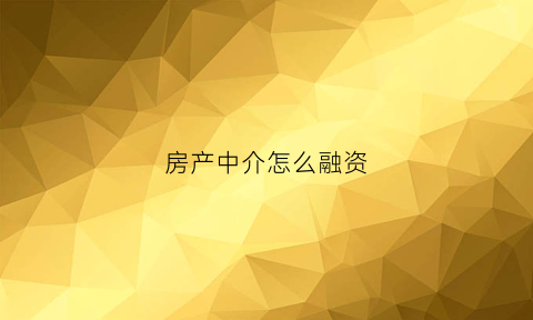 房产中介怎么融资(房产中介怎么运作)