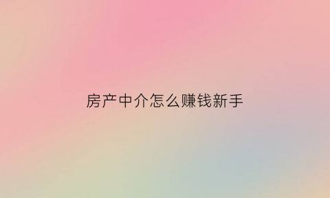 房产中介怎么赚钱新手(房产中介新手怎么做)