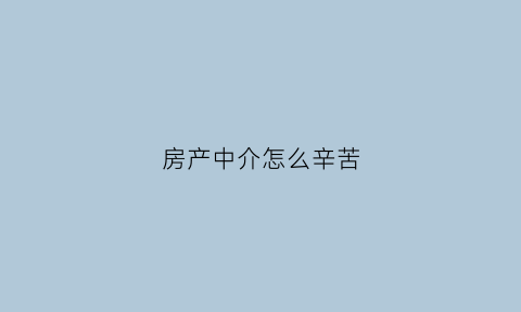 房产中介怎么辛苦(房产中介技巧)