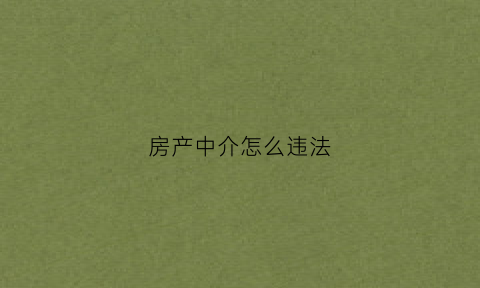 房产中介怎么违法(房产中介怎么治)