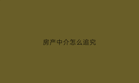 房产中介怎么追究(房产中介责任如何赔偿)
