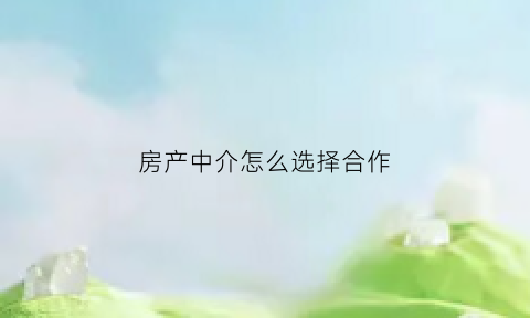 房产中介怎么选择合作(房产中介怎么选择合作方式)