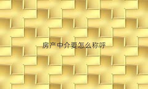 房产中介要怎么称呼(房产中介要怎么称呼呢)