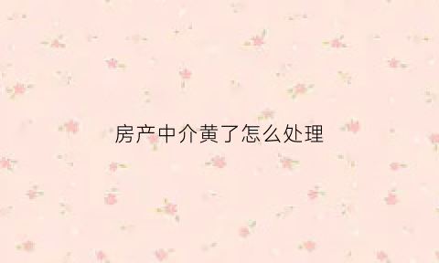 房产中介黄了怎么处理(房屋中介黄了合同还有效吗)