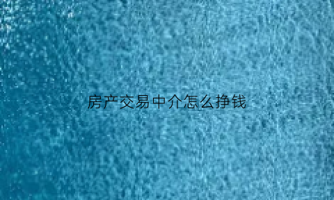 房产交易中介怎么挣钱