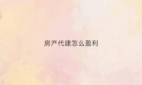 房产代建怎么盈利(房产代建怎么盈利的)