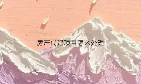 房产代建项目怎么处理