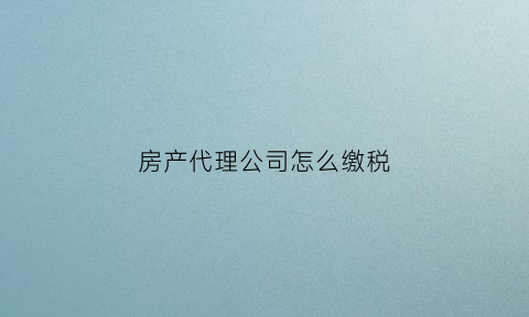 房产代理公司怎么缴税(房产代理公司赚钱吗)