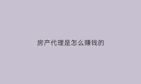 房产代理是怎么赚钱的(房产代理什么意思)