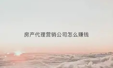 房产代理营销公司怎么赚钱