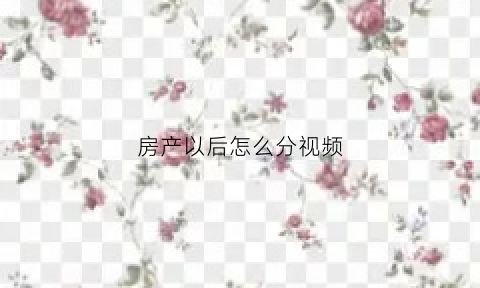 房产以后怎么分视频(分房产怎么分)