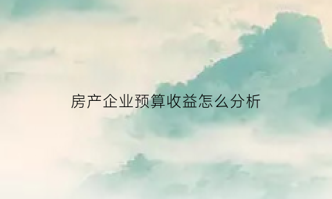 房产企业预算收益怎么分析(房产企业预算收益怎么分析出来)