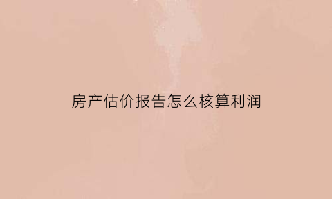 房产估价报告怎么核算利润