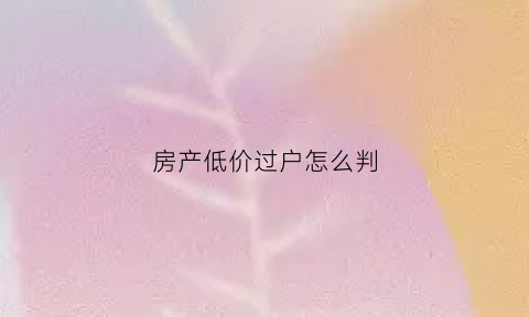 房产低价过户怎么判(房屋以低价格过户)