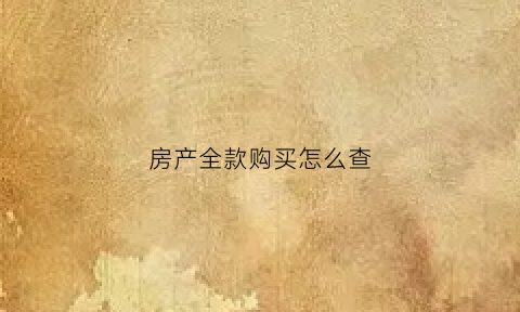 房产全款购买怎么查(全款买房怎么查资金来源)