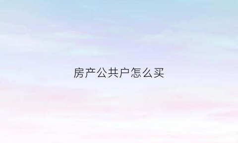 房产公共户怎么买(公共户知乎)