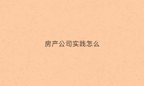 房产公司实践怎么(房地产公司实践报告1500)