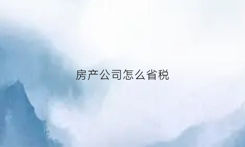 房产公司怎么省税(房产公司怎么省税缴纳)