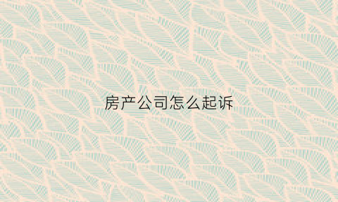 房产公司怎么起诉(起诉房地产公司需要什么资料)