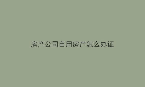 房产公司自用房产怎么办证(房地产公司自用房怎么出售)