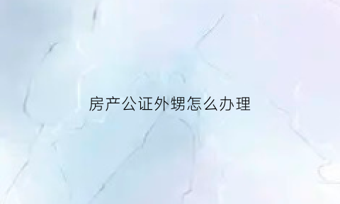 房产公证外甥怎么办理(房屋公证给孙子什么手续)