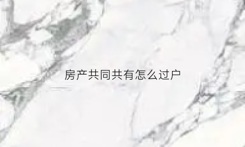 房产共同共有怎么过户(共同共有房产怎么过成另一方)