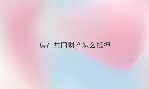 房产共同财产怎么抵押(共同财产抵押的效力)