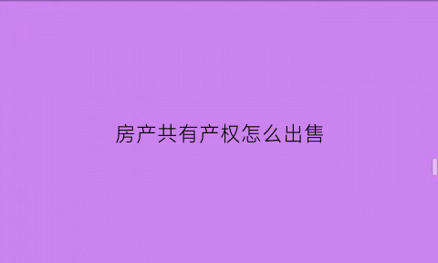 房产共有产权怎么出售