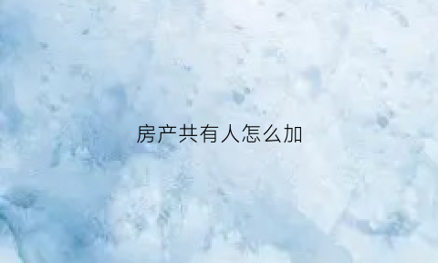 房产共有人怎么加(房产共有人怎么加名字)