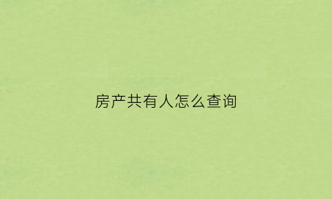 房产共有人怎么查询(查询个人房产信息是否会显示有共有人)