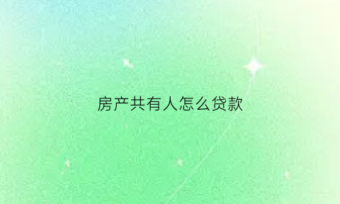 房产共有人怎么贷款(贷款买房共有人)
